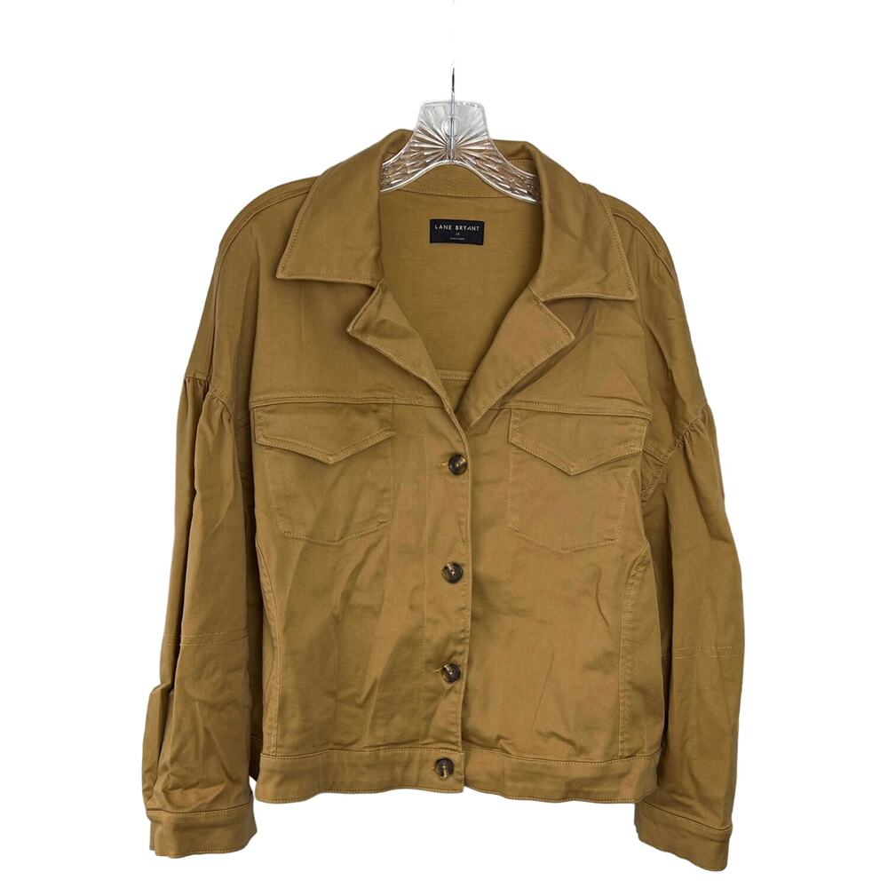 Lane Bryant Women's Plus Size Tan Puff Sleeve Casual Jacket Size 20 New